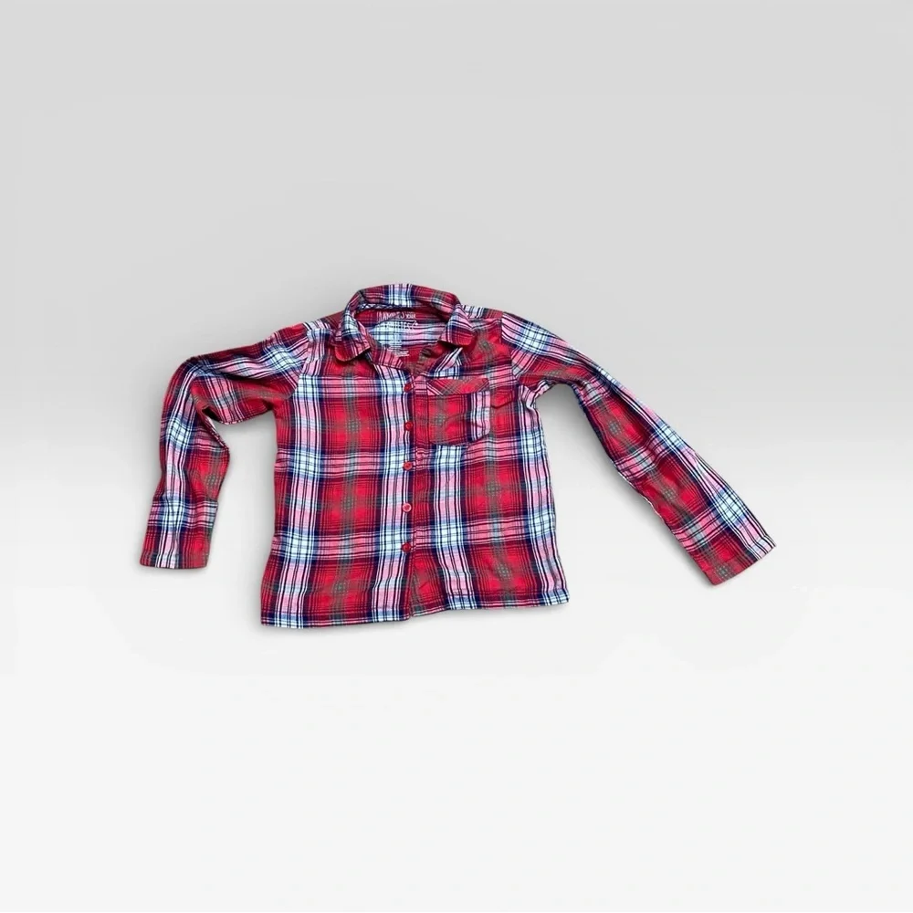Plaid Red and Gray Kids Pajama Set